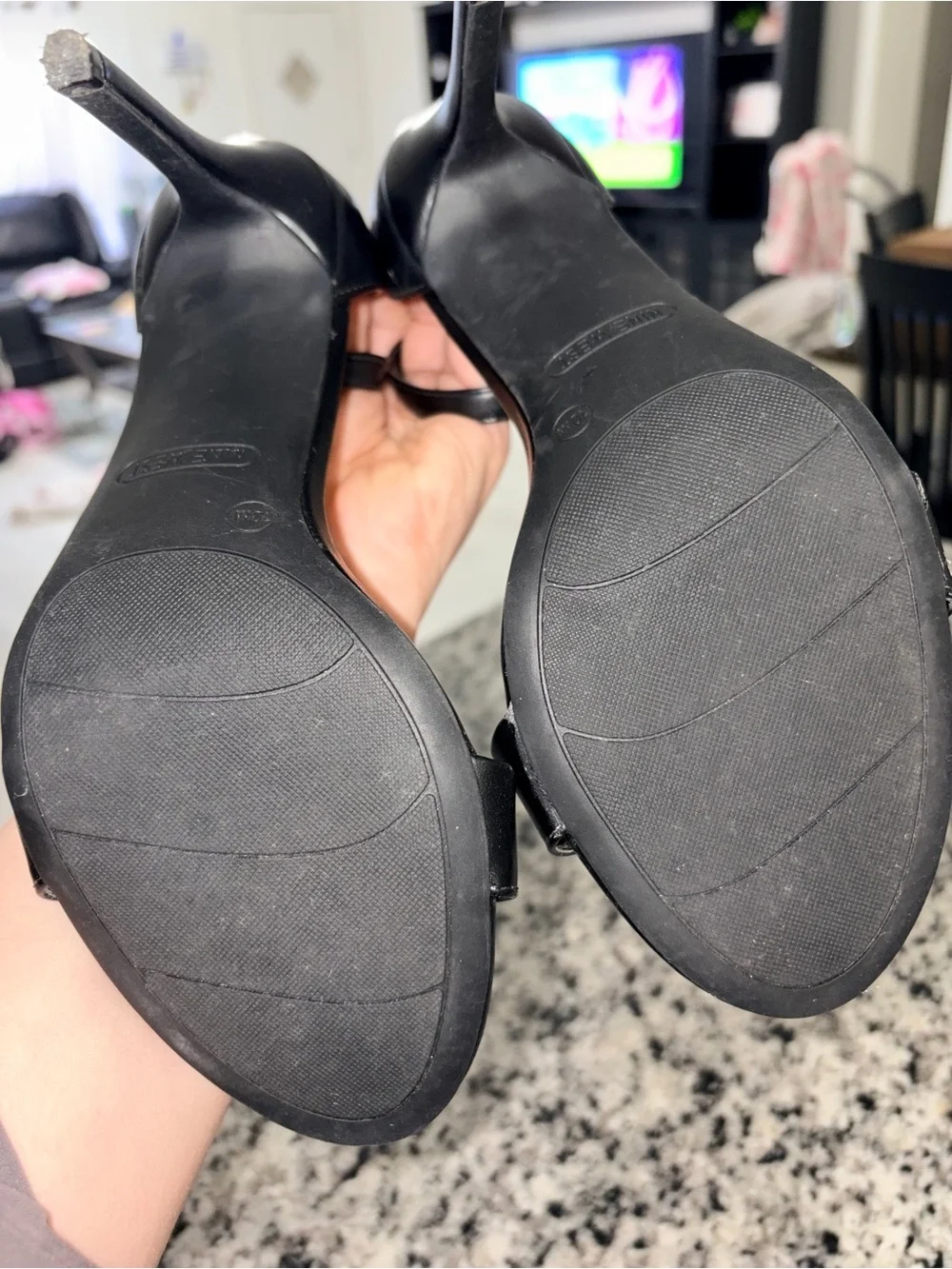 Nine West Black Open-Toe Ankle-Strap Heels